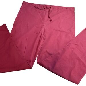 Scrub Zone by Landau Unisex Scrub Pants Straight Leg Drawstring Wine Sz M